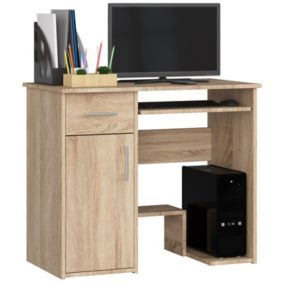 Bureau d'ordinateur AKORD JAY Chêne Sonoma 90 cm 1 porte 1 tiroir façade Chêne Sonoma 3 étagères 90x50x74 cm