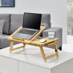 Bureau d'ordinateur portable Trysil Réglable Pliable Naturel en.casa