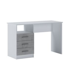 Bureau Dabdellaou, Pupitre polyvalent, Table de bureau pour PC, Plan de travail, 120x48h75 cm, Blanc et ciment