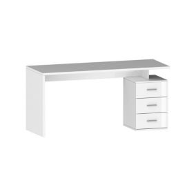 Bureau Dchiellin, Bureau linéaire, Bureau polyvalent, Bureau multiposition gain de place, 160x60h75 cm, Blanc