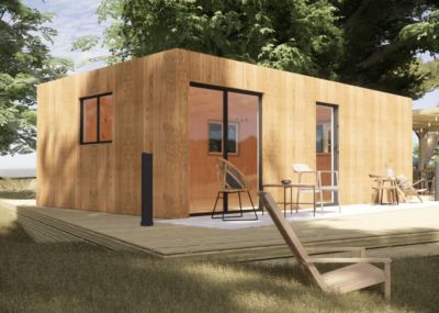 Bureau de jardin 4 saisons en bois 7,7 x 4,6 x 2,7 m / isolation RE2020 / menuiseries alu k-line