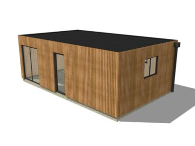 Bureau de jardin 4 saisons en bois 7,7 x 4,6 x 2,7 m / isolation RE2020 / menuiseries alu k-line