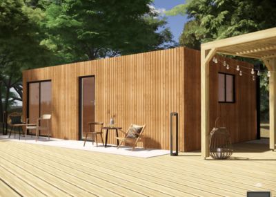 Bureau de jardin 4 saisons en bois 7,7 x 4,6 x 2,7 m / isolation RE2020 / menuiseries alu k-line