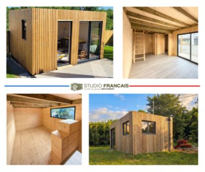 Bureau de jardin 4 saisons en bois 7,7 x 4,6 x 2,7 m / isolation RE2020 / menuiseries alu k-line