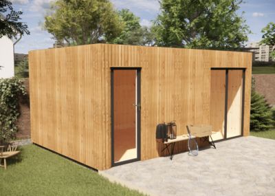 Bureau de jardin bois en bois 5,5 x 3,5 x 2,7 m avec plancher isolé