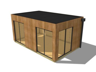 Bureau de jardin télétravail en bois 5,5 x 3,5 x 2,7 m avec plancher isolé