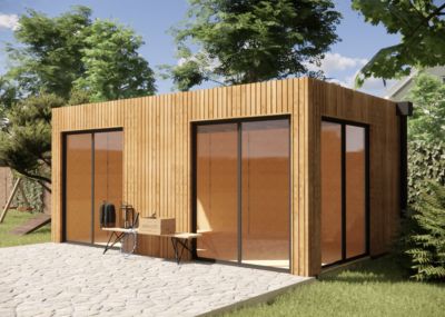 Bureau de jardin télétravail en bois 5,5 x 3,5 x 2,7 m avec plancher isolé