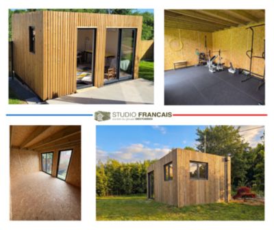 Bureau de jardin télétravail en bois 5,5 x 3,5 x 2,7 m avec plancher isolé