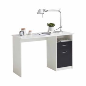 Bureau Design 1 Porte & 1 Tiroir "Sonka" 123cm Blanc