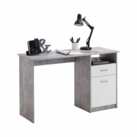 Bureau Design 1 Porte & 1 Tiroir "Sonka" 123cm Gris