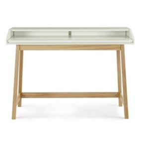 Bureau Design avec Plateau Coulissant "St James" 116cm Chêne & Blanc