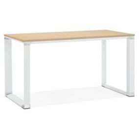 Bureau Design Bois & Métal "Lumio" 140cm Naturel & Blanc