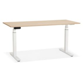 Bureau Design Réglable "électrique" 160cm Naturel & Blanc