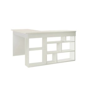 Bureau Dfavasul, Pupitre polyvalent, Table de bureau pour PC, Plan de travail, 129x120h72 cm, Blanc