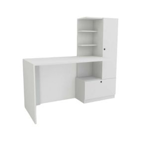 Bureau Dniccola, Pupitre polyvalent, Table de bureau pour PC, Plan de travail, 120x62h74 cm, Blanc