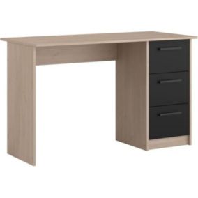 Bureau droit 3 tiroirs - chêne Brooklyn - 121,4 x 55 x 74.5 cm