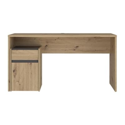 Bureau droit MODULTRICK - Chene/Gris foncé - 140 x 52,7 x 72,5 cm