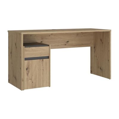 Bureau droit MODULTRICK - Chene/Gris foncé - 140 x 52,7 x 72,5 cm