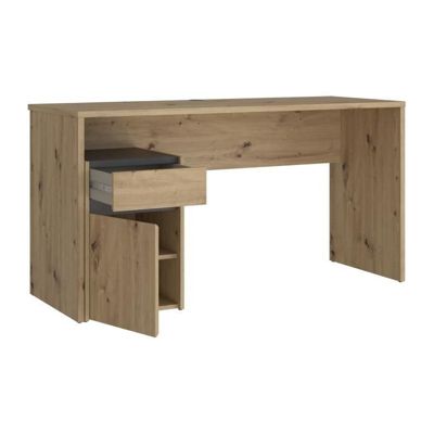 Bureau droit MODULTRICK - Chene/Gris foncé - 140 x 52,7 x 72,5 cm