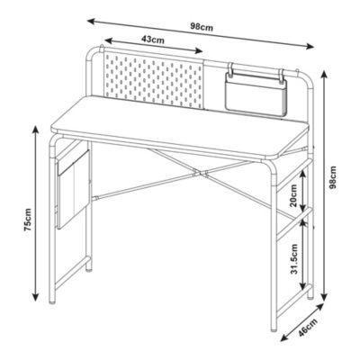 Bureau Dyroey 98 x 98 x 46 cm blanc effet chêne gris en.casa