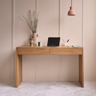 Bureau en bois de teck 130 cm 2 tiroirs