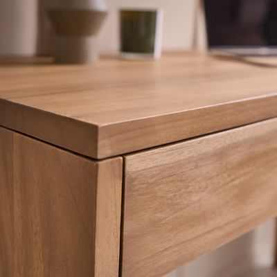 Bureau en bois de teck 130 cm 2 tiroirs