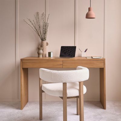 Bureau en bois de teck 130 cm 2 tiroirs