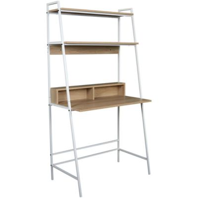 Bureau en bois et métal avec étagères Zack Blanc