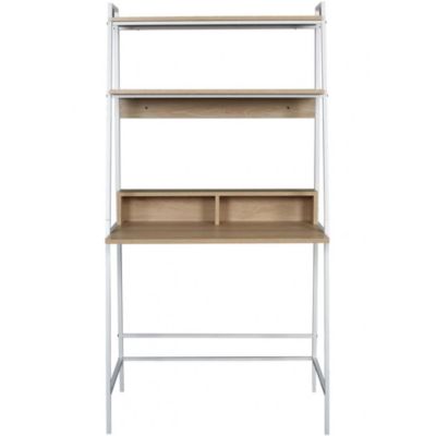 Bureau en bois et métal avec étagères Zack Blanc