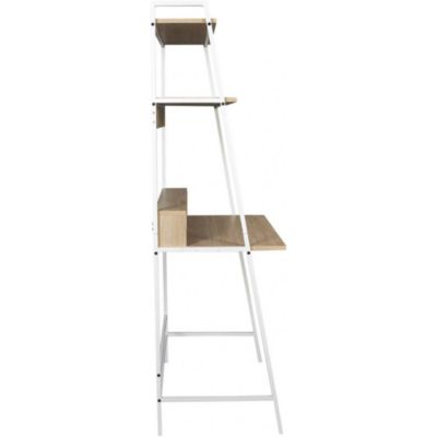 Bureau en bois et métal avec étagères Zack Blanc