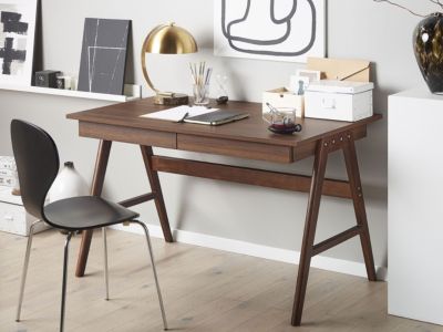 Bureau en bois foncé 120 x 70 cm avec 2 tiroirs SHESLAY