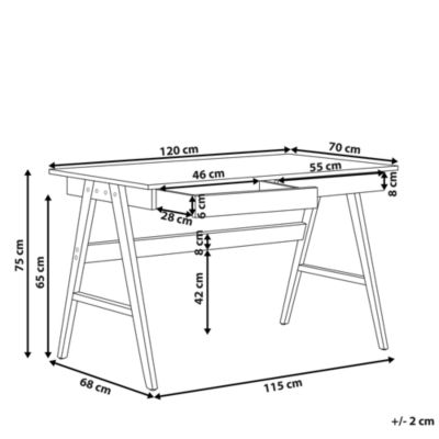 Bureau en bois foncé 120 x 70 cm avec 2 tiroirs SHESLAY