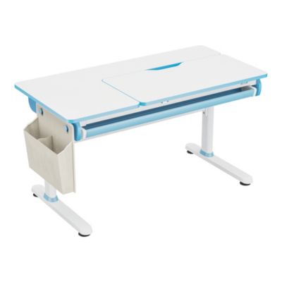 Bureau enfant réglable en hauteur Kuosa 120 x 60 cm bleu blanc en.casa