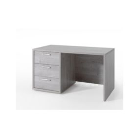 Bureau enfant robuste 3 tiroirs collection MATHEO coloris gris effet bois