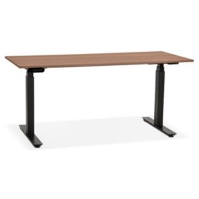 Bureau Ergonomique Réglable "électrique" 160cm Noyer & Noir