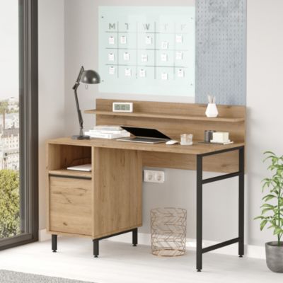 Bureau Fajaarire 120 x 60 x 100 cm effet chêne noir en.casa