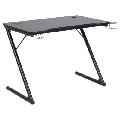Bureau gamer avec porte-gobelet et support casque Noir, L. 100 x l. 60 x H. 74 cm