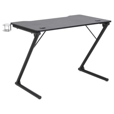 Bureau gamer avec porte-gobelet et support casque Noir, L. 100 x l. 60 x H. 74 cm