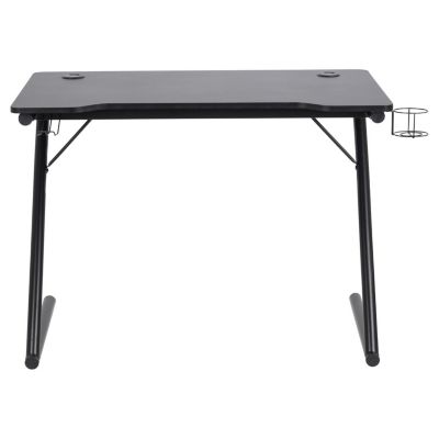 Bureau gamer avec porte-gobelet et support casque Noir, L. 100 x l. 60 x H. 74 cm