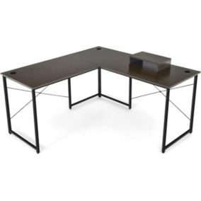 Bureau Informatique avec 2 Formes au Choix et Patins Réglables Table dAngle de Style Industriel avec Réhausseur décran Travailler