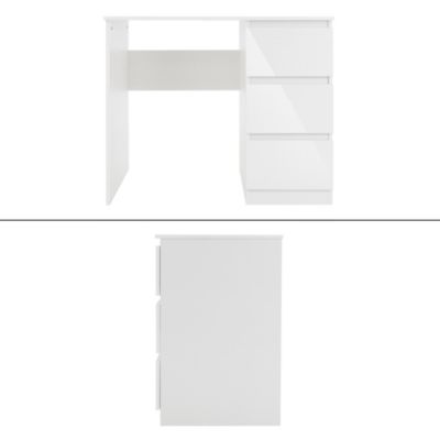 Bureau Blanc Avec 5 Tiroirs PLIO 110cm - Table PC, Espace Rangement, Bureau Domicile, Dimensions 110x53x78.5cm