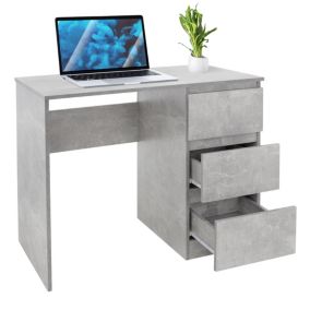 Bureau informatique avec 3 tiroirs table de travail gris avec materiel montage