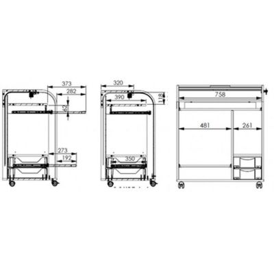 Bureau Informatique Blanc à Roulettes 5 Niches L 79.2 H 93.8 P 53.2 cm - Zonk Pow 400 - L 79.2 x l 53.2 x H 93.8 cm