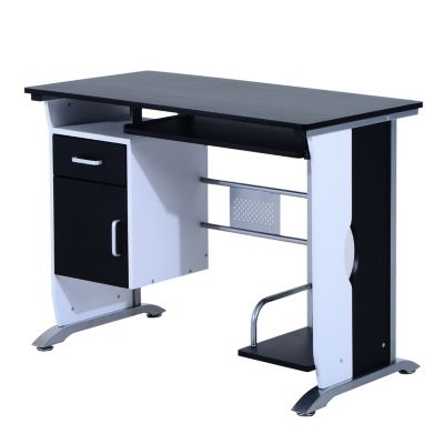 Bureau informatique design en mdf 100 L x 52 I x 75H cm noir et blanc