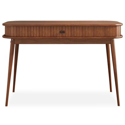 Bureau JARI avec porte coulissante, en bois massif - Coloris châtaignier