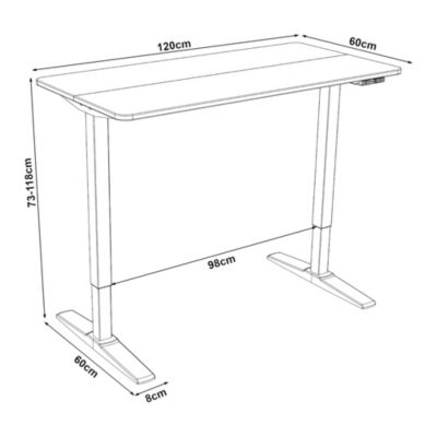 Bureau électrique à hauteur réglable Kento 120 x 60 cm noir pro.tec