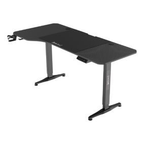 Bureau électrique Oxnard à hauteur réglable 73 - 118 cm en forme de L noir pro.tec