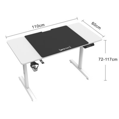 Bureau électrique Pomona à hauteur réglable 110 x 60 x 72 - 117 cm blanc pro.tec