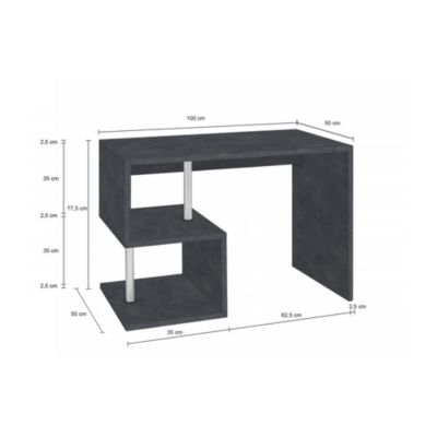 Bureau Massimo, Bureau PC Linéaire, Table de bureau polyvalente, Bureau gain de place multi-positions, 100x50h78 cm, Ardoise