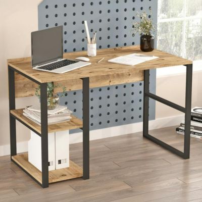 Bureau moderne décor bois avec 2 niches rangement JENA